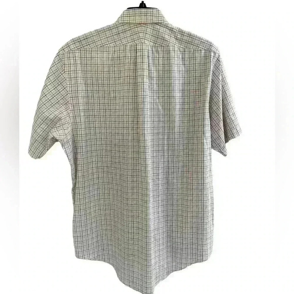 Men’s Lands End Short Sleeve Button Down in Red White Blue Plaid Sz 17 EXCELLENT - Picture 5 of 10